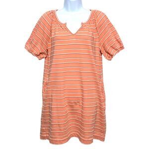 Loft Jacquard Mini Swing Dress Small Petite Striped Textured Boho Casual Pockets